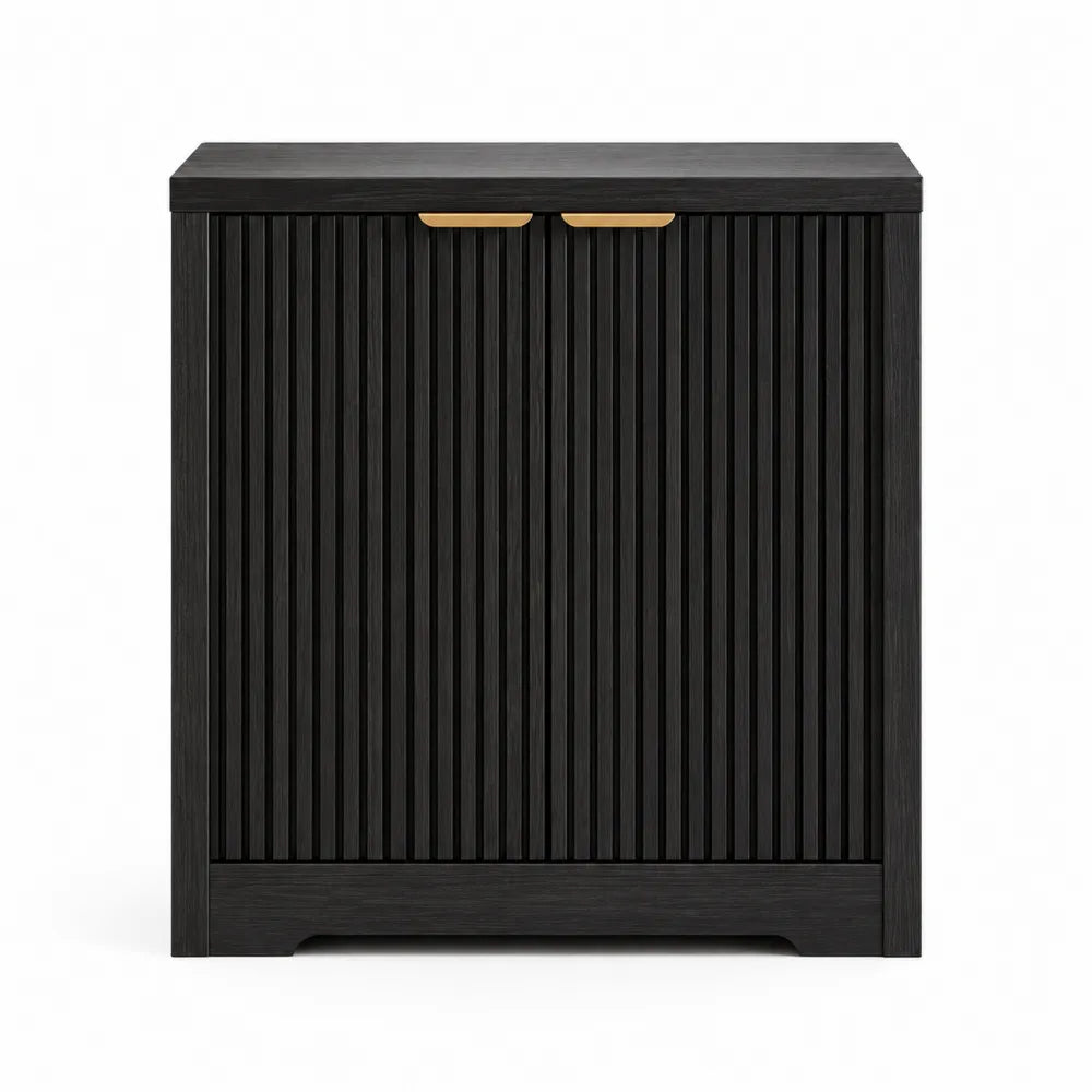Black MDF Sideboard with Double Doors 80x40x90 cm