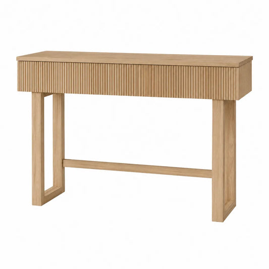 Oak Wood Console Table with Fluted Design 120cm
