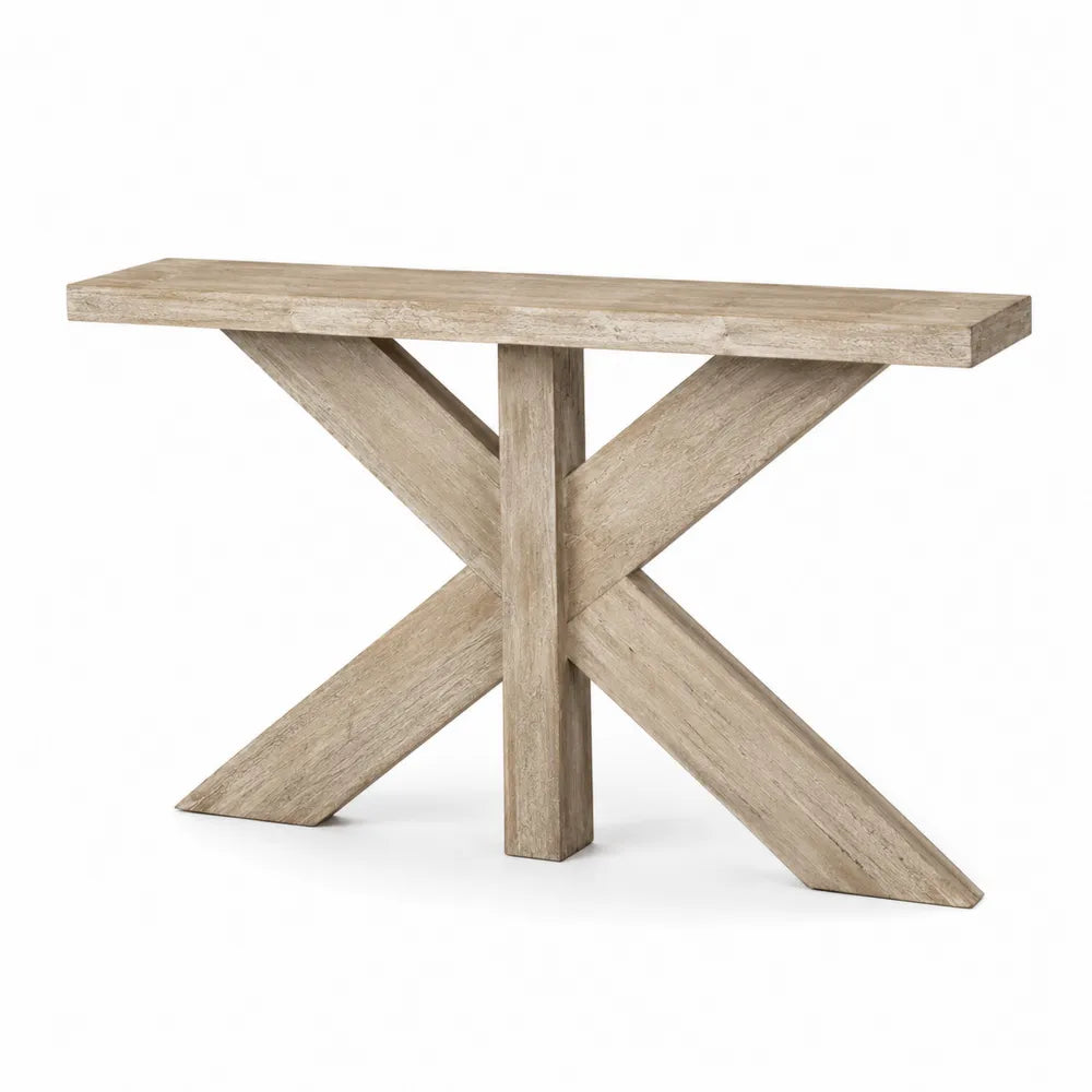 Wood Console Table X-Shaped Oak 120cm