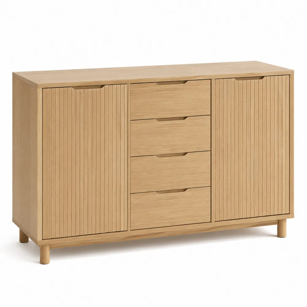 Oak Sideboard with Two Doors and Four Drawers