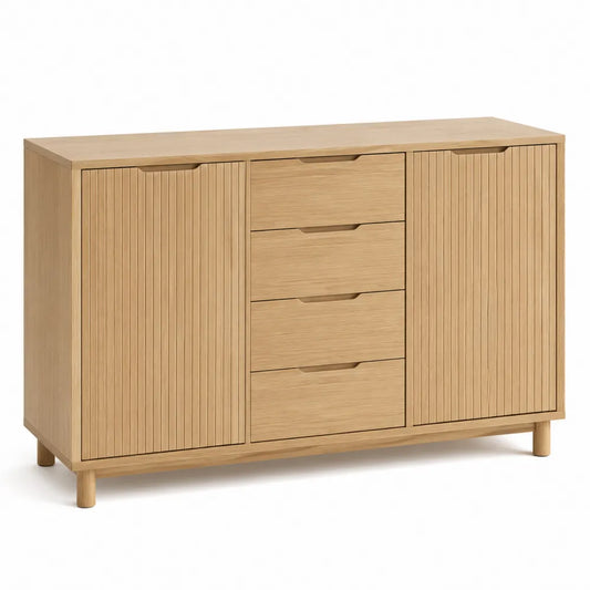 Oak Sideboard with Two Doors and Four Drawers
