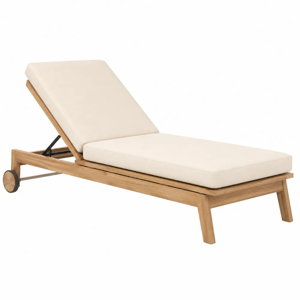 Outdoor Teak Daybed with Cream Cushions