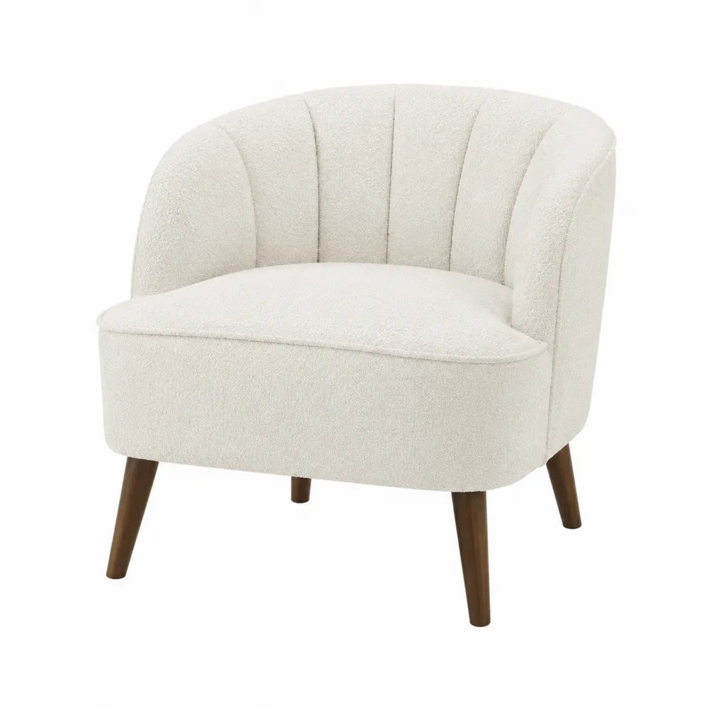 Curved Back Polyester Accent Chair Beige 75x70x75 cm