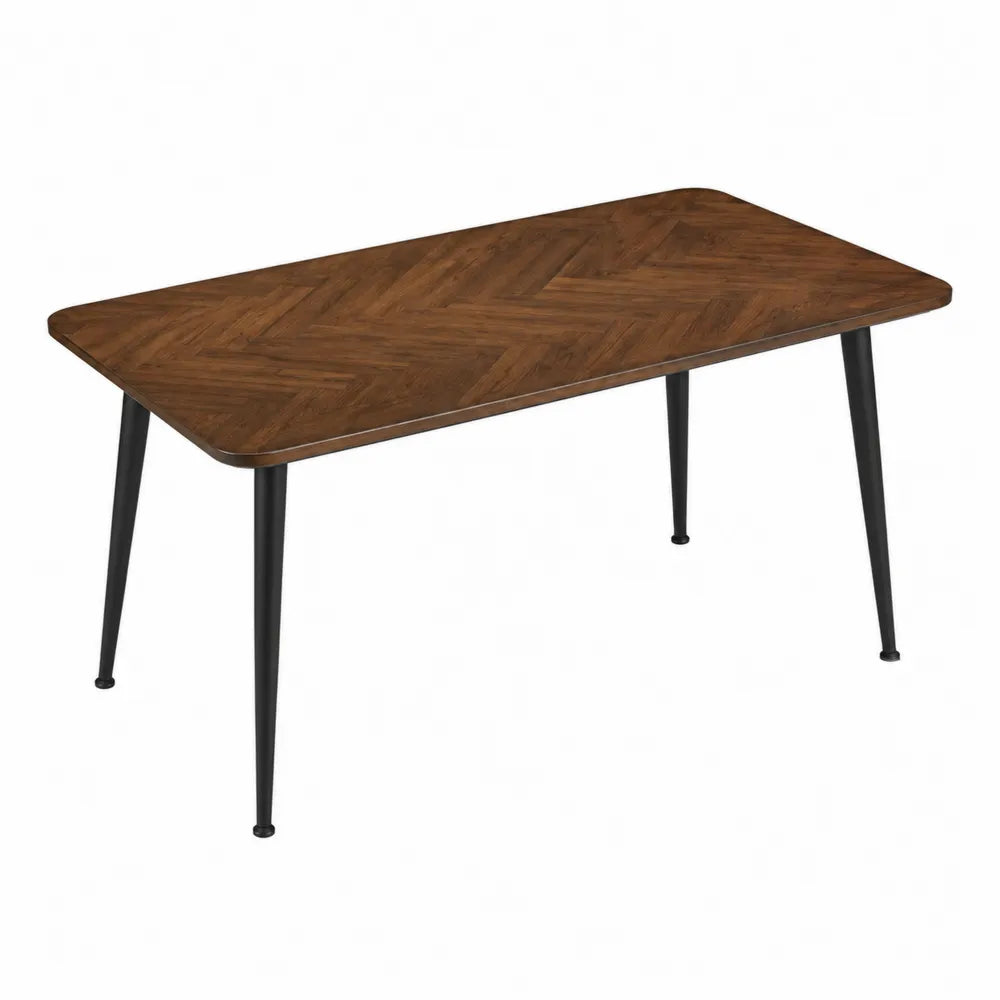 Rectangular Wood Veneer Dining Table with Metal Legs