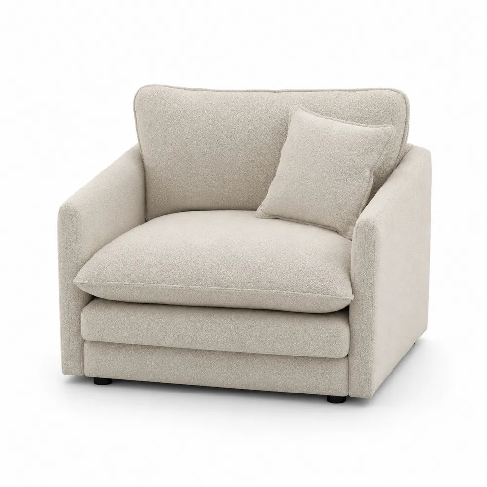 Boucle Fabric Armchair with Cushion Beige 31.5in x 35.4in x 31.5in