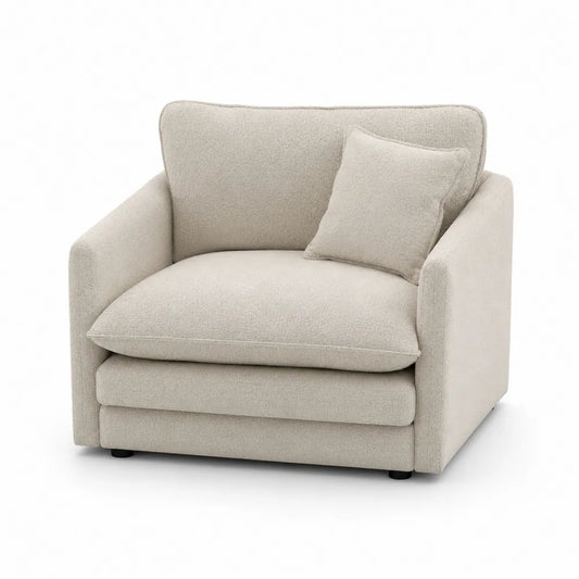 Boucle Fabric Armchair with Cushion Beige 31.5in x 35.4in x 31.5in