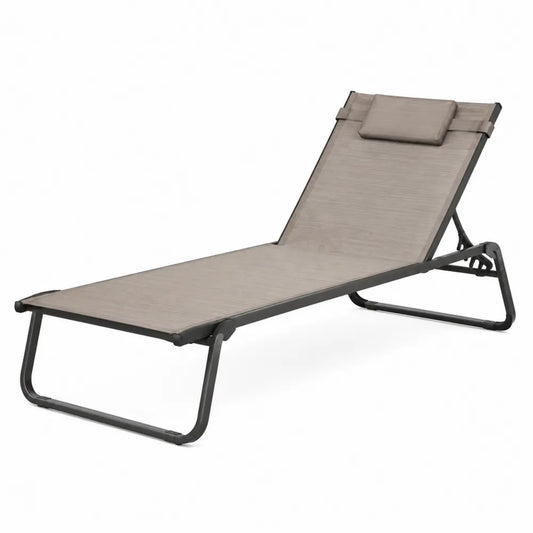 Outdoor Chaise Lounge Steel Frame with Beige Polyester Mesh