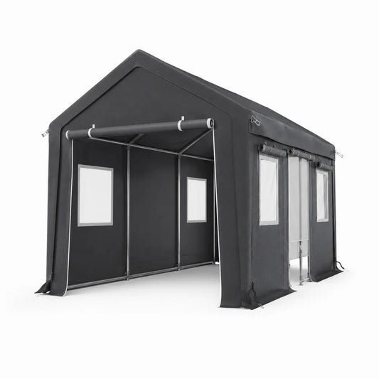 Outdoor Shelter Canopy Steel Frame Polyester Fabric Black 300x200x240 cm