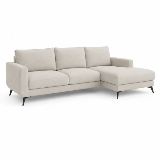 L-Shape Sectional Sofa with Polyester Fabric Beige 265x160x85 cm